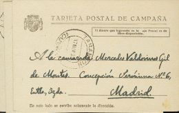 Bando Republicano. Sobre 1937. Conjunto De Tres Tarjetas Postales De Correo De Campaña Dirigidas A MADRID, Inutil - Otros & Sin Clasificación