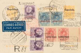Sobre EP64v, 293/94(2), 666(3) 1932. 15 Cts Amarillo Sobre Tarjeta Entero Postal (de Vuelta) Certificada De MADRID A BER - Otros & Sin Clasificación