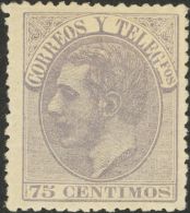 Alfonso XII. 1 De Enero De 1882. * 212 75 Cts Gris. MAGNIFICO. Cert. CEM. (Edifil 2017: 415€) - Otros & Sin Clasificación