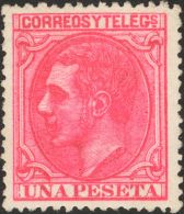 Alfonso XII. 1 De Mayo De 1879. (*) 207 1 Pts Rosa. Color Muy Intenso. MAGNIFICO. (Edifil 2017: 188€) - Otros & Sin Clasificación