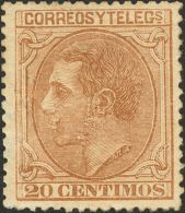 Alfonso XII. 1 De Mayo De 1879. * 203 20 Cts Castaño. BONITO. Cert. GRAUS. (Edifil 2017: 176€) - Otros & Sin Clasificación