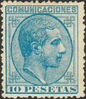 Alfonso XII. 1 De Mayo De 1879. * 199 10 Pts Azul. Bien Centrado. MAGNIFICO. Cert. CEM. (Edifil 2017: 575€) - Otros & Sin Clasificación