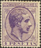 Alfonso XII. 1 De Julio De 1878. * 198 4 Pts Violeta. Bien Centrado. MAGNIFICO. Cert. COMEX. (Edifil 2017: 305€) - Otros & Sin Clasificación