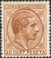 Alfonso XII. 1 De Julio De 1878. * 195 40 Cts Castaño Rojo. MAGNIFICO. (Edifil 2017: 240€) - Otros & Sin Clasificación