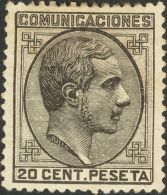 Alfonso XII. 1 De Julio De 1878. * 193 20 Cts Negro (invisible Puntito Claro). MAGNIFICO. (Edifil 2017: 265€) - Otros & Sin Clasificación