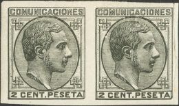 Alfonso XII. 1 De Julio De 1878. * 190es(2) 2 Cts Negro, Pareja (un Sello Pliegue Vertical). ERROR DE COLOR Y SIN DENTAR - Otros & Sin Clasificación