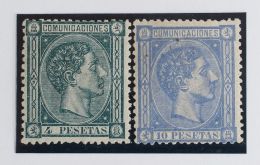 Alfonso XII. 1 De Agosto De 1875. * 170, 171 4 Pts Verde Y 10 Pts Azul. BONITOS. (ambos Certificados COMEX). (Edifil 201 - Otros & Sin Clasificación
