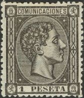 Alfonso XII. 1 De Agosto De 1875. * 169 1 Pts Negro. Excepcional Color Y Centraje. PIEZA DE LUJO. Cert. GRAUS. (Edifil 2 - Otros & Sin Clasificación