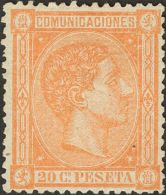 Alfonso XII. 1 De Agosto De 1875. (*) 165 20 Cts Naranja. Excepcional Centraje. PIEZA DE LUJO Y RARISIMO EN ESTA CALIDAD - Otros & Sin Clasificación