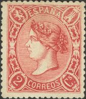 Isabel II. 1 De Enero De 1865. 1ª Emisión Dentada. * 74 2 Cuartos Rosa Rojo (leve Reparación Sin Impo - Otros & Sin Clasificación