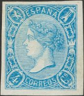 Isabel II. 1 De Enero De 1865. * NE2 4 Cuartos Azul. NO EMITIDO. PIEZA DE LUJO. Cert. CEM. (Edifil 2017: 3500€) - Otros & Sin Clasificación