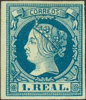 Isabel II. 1 De Febrero De 1860. * 55 1 Real Azul. MAGNIFICO. Cert. COMEX. (Edifil 2017: 385€) - Otros & Sin Clasificación