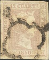 Isabel II. 1 De Enero De 1850. º 2 12 Cuartos Lila. MAGNIFICO. Cert. COMEX. (Edifil 2017: 405€) - Autres & Non Classés