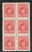 Canada1942-3: Scott254mnh**  Pane Of 6 - Unused Stamps