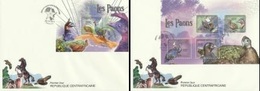 Centrafrica 2011, Animals, Birds, Pavon, 4val In BF +BF In 2FDC - Pauwen