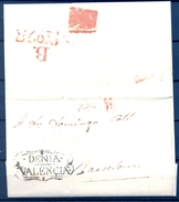 1834 , VALENCIA , CARTA COMPLETA CIRCULADA ENTRE DENIA Y BARCELONA , Nº 7 , LLEGADA - ...-1850 Préphilatélie