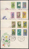Poland Complete Flowers Set 1962 On Four FDC Covers - Brieven En Documenten