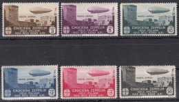 Italy Colonies Aegean Islands Egeo 1930 Zeppelin Airmail (Posta Aerea) Sassone#22-27 (S31) Mi#115-120 Lightly Hinged - Egeo