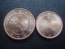 Estonia 2015 Euro Coins Set UNC 1 And 2 CENT FROM MINT ROLL MAP - Estonie