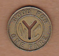 AC -  NEW YORK CITY TRANSIT AUTHORITY #5  GOOD FOR ONE FARE TOKEN - JETON - Notgeld