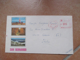 1986 Affrancatura Meccanica 395 Su Lettera Figurativa SAN BERNARDO Al Verso Disegno Tramonto - Brieven En Documenten