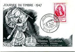 VR 353 Carte Journée Du Timbre 1947 Nice - Brieven En Documenten