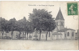 CPA - Villars Les Dombes - La Place De L'église  ( En L'état ) - Villars-les-Dombes