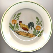 LONGWY - Assiette Décoration Au COQ Peint à La Main, 19 ème Siècle - 3 En Stock, Les 3 Assiettes Pour 30,00 Euros - Longwy (FRA)