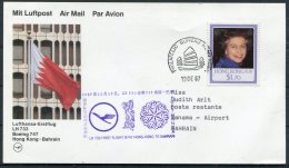 1987 Hong Kong - Bahrain Lufthansa First Flight - Lettres & Documents