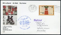 1988 Hong Kong - Manilla Lufthansa First Flight - Cartas & Documentos