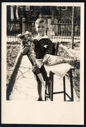 9065 - Foto Glückwunschkarte - Schulanfang - Kleiner Junge - Zuckertüte Ranzen - 1933 - Einschulung