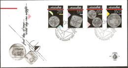 Aruba 1988 FDC 14 Munten Munze Coins On Stamps - Niederländische Antillen, Curaçao, Aruba