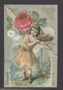 Delcampe - -themes Div: Ref R178- Carte En  Celluloid - Ajouti - Decoupi - Fleurs -rose - Oiseau Et Enfant  - Carte Bon Etat  - - Sonstige & Ohne Zuordnung