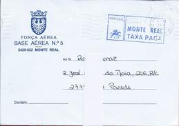 Letter With Fee Paid From The Air Force, Air Base No.5, Monte Real. Brief Mit Gebühr Bezahlt Air Force Air Base Nº.5 - Storia Postale