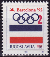 Yugoslavia 1992 Olympic Games Barcelona, Sport, Postage Due, Surcharge, Tax, MNH - Impuestos