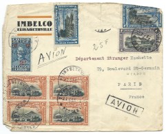 ENVELOPPE  CONGO BELGE 1933/ELISABETHVILLE POUR PARIS FRANCE / SERVICE POSTAL AERIEN - Cartas & Documentos