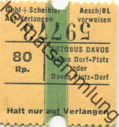 Schweiz - Davos - Autobus Davos Dorf-Platz Oder Davos Platz-Dorf - Fahrschein 80Rp. - Europe