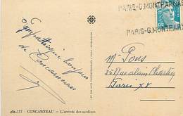 PIE-17-F.804 : CARTE POSTALE CONCARNEAU. SARDINES. CACHET PARIS-GARE MONTPARNASSE - Brieven En Documenten