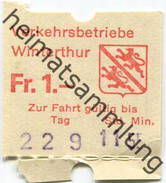 Schweiz - Verkehrsbetriebe Winterthur - Fahrkarte - Europe