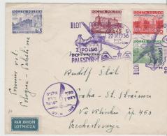 Pol023 / POLEN -  Erstflug Nach Palästina 1936 Mit Gordon Bennett Marke Etc. Spezial Cachets. - Storia Postale