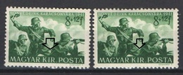 Hungary 1941. ERROR Stamp: Soldier Set 8f + 12f: White Point On The Soldier Leg MNH (**) Michel: 682 - Variedades Y Curiosidades