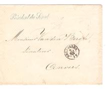 Lettre En Franchise Griffe Président Du Sénat C.Bruxelles 7/5/1872 V.Anvers Verso Sceau De Sénat + C.d'arrivée PR4255 - Franchise