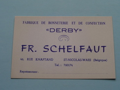 " DERBY " Fabriek Confectie St. Nicolas-Waes Knaptandstr. ( Visitekaart / Briefkaarten En Briefhoofd ) Tel 174 & 760174 - Tarjetas De Visita