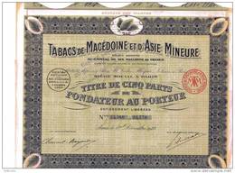 DECO : TABACS DE MACEDOINE & D´ASIE MINEURE (P.F) TITRE DE CINQ PARTS - Asie