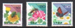 JAPON Abeilles, Bees, Abejas, Papillons  Yvert N°2388/90 **. MNH. Perforate - Butterflies