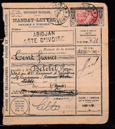 COTE D'IVOIRE MANDAT LETTRE POUR LA FRANCE CACHET DEPART DU 29/2/1932 CACHET  ARRIVE LILLE 26/3/1932 - Briefe U. Dokumente