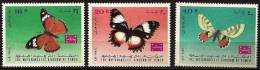 YEMEN Papillons, Insectes (MICHEL N° A69 ) Serie Complete 3 Valeurs **  MNH Perforate - Schmetterlinge