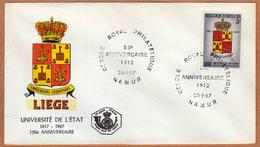Enveloppe Brief Cover FDC 1er Jour 1433 Liège Université De L'état Namur - 1961-1970