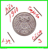 ALEMANIA - GERMANY - IMPERIO - DEUTSCHES REICH - MONEDA DE 1 MARK. AÑO 1910-J  24 MM. PLATA  RULER: WILHELM II 1890-1916 - 1 Mark