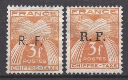 FRANCE 1944 - BORDEAUX / 2 TIMBRES TAXE TYPE 1 ET 2 - N° 17  - NEUF / SANS GOMMES / - Libération